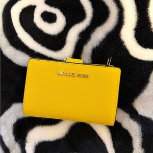 Michael Kors Bright Yellow Medium Crossgrain Leather Wallet